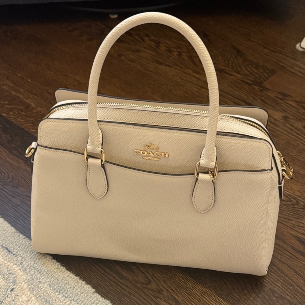 Coach Satchel in Cream with Gold Accents